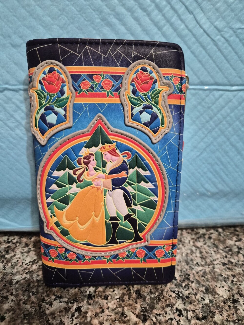 Loungefly Beauty and the Beast Inspired Wallet - Blue & Yellow and Green Accents
